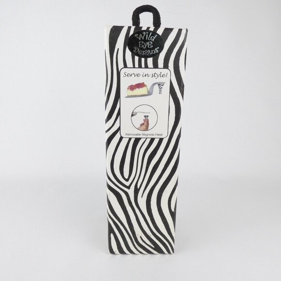 High Heel Cake Server Zebra Black White Magnetic Heel Wild Eye Designs NEW - Picture 5 of 15